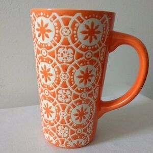 Orange and White Patterned Mug